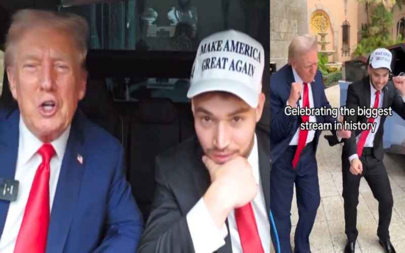  ‘Complete Vibe Shift’ Trump Gets Flashy, Customized Gift During Rare Interview With Popular Streamer