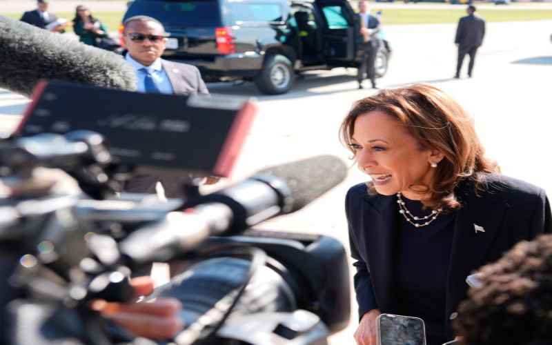  Following Criticism, Harris Talks to Media in Michigan