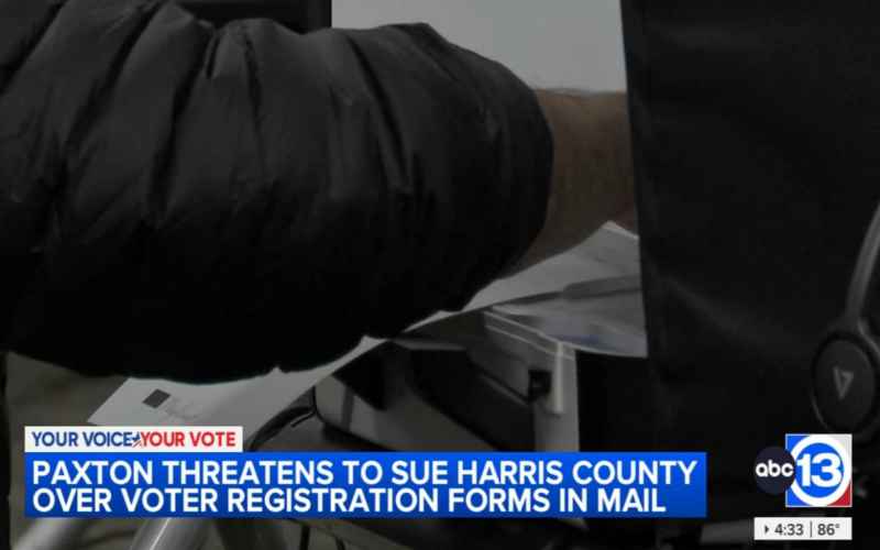  Paxton Threatens Lawsuit Over Voter Registration by Mail