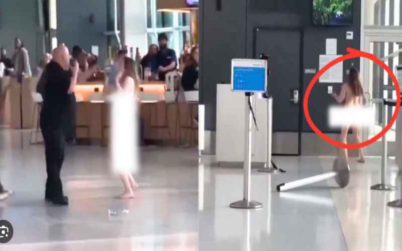  See It Deranged Naked Lady Terrorizes Passengers at Airport, has Meltdown That Leaves Everyone